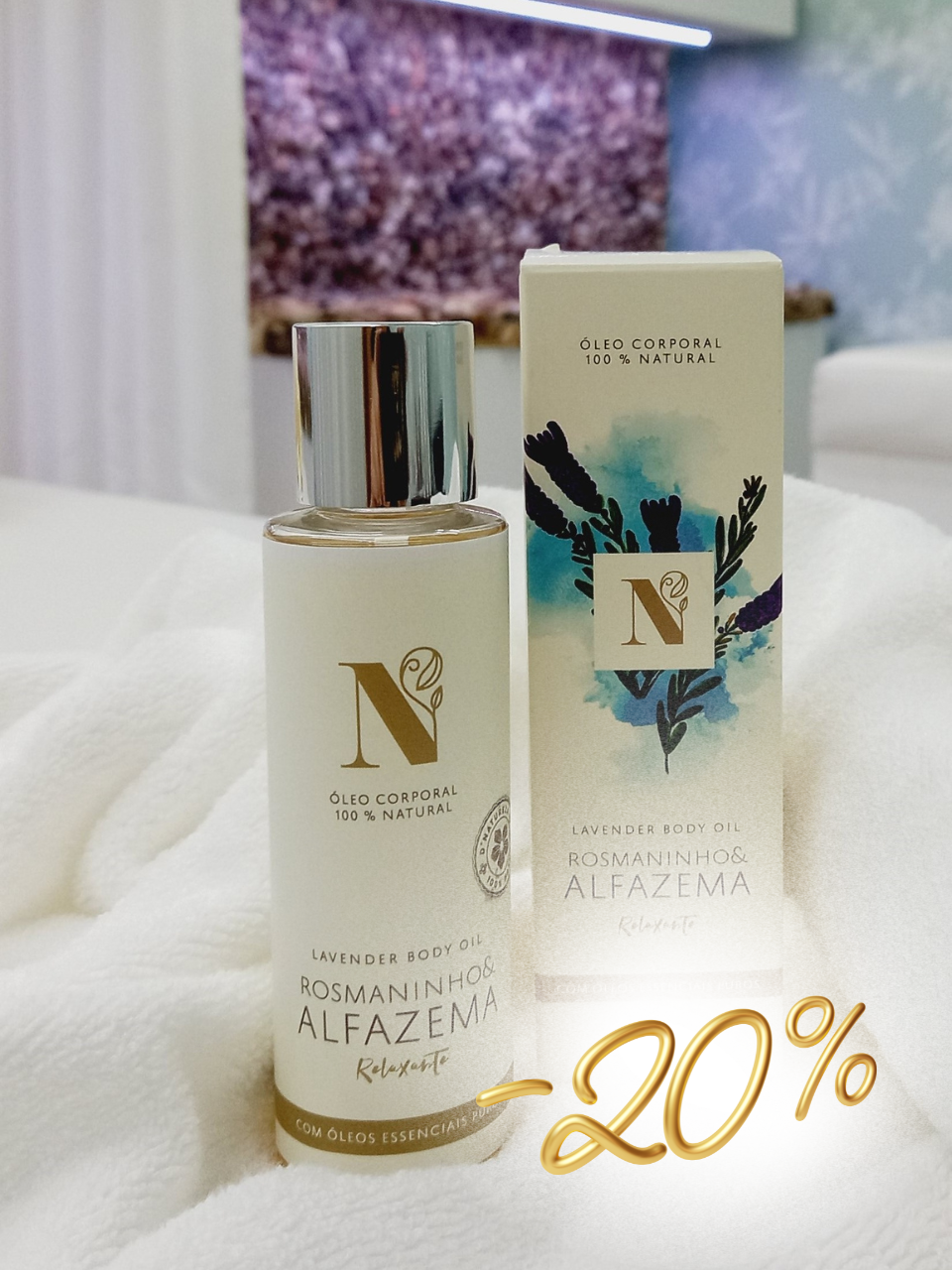 Óleo corporal de rosmaninho & alfazema 100ml, 500ml, 3L e 5L