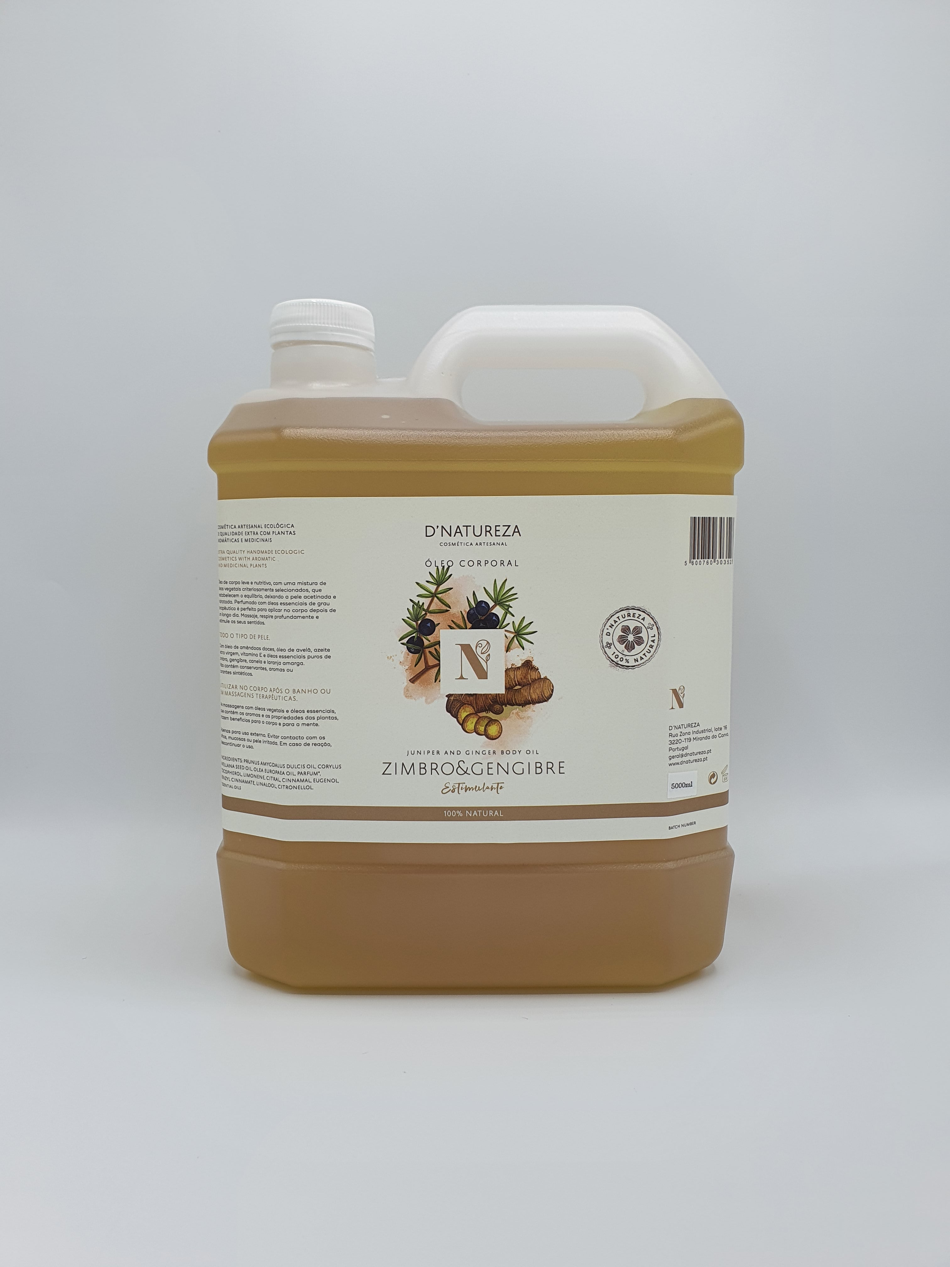 Óleo corporal de zimbro & gengibre 100ml, 500ml, 3L e 5L