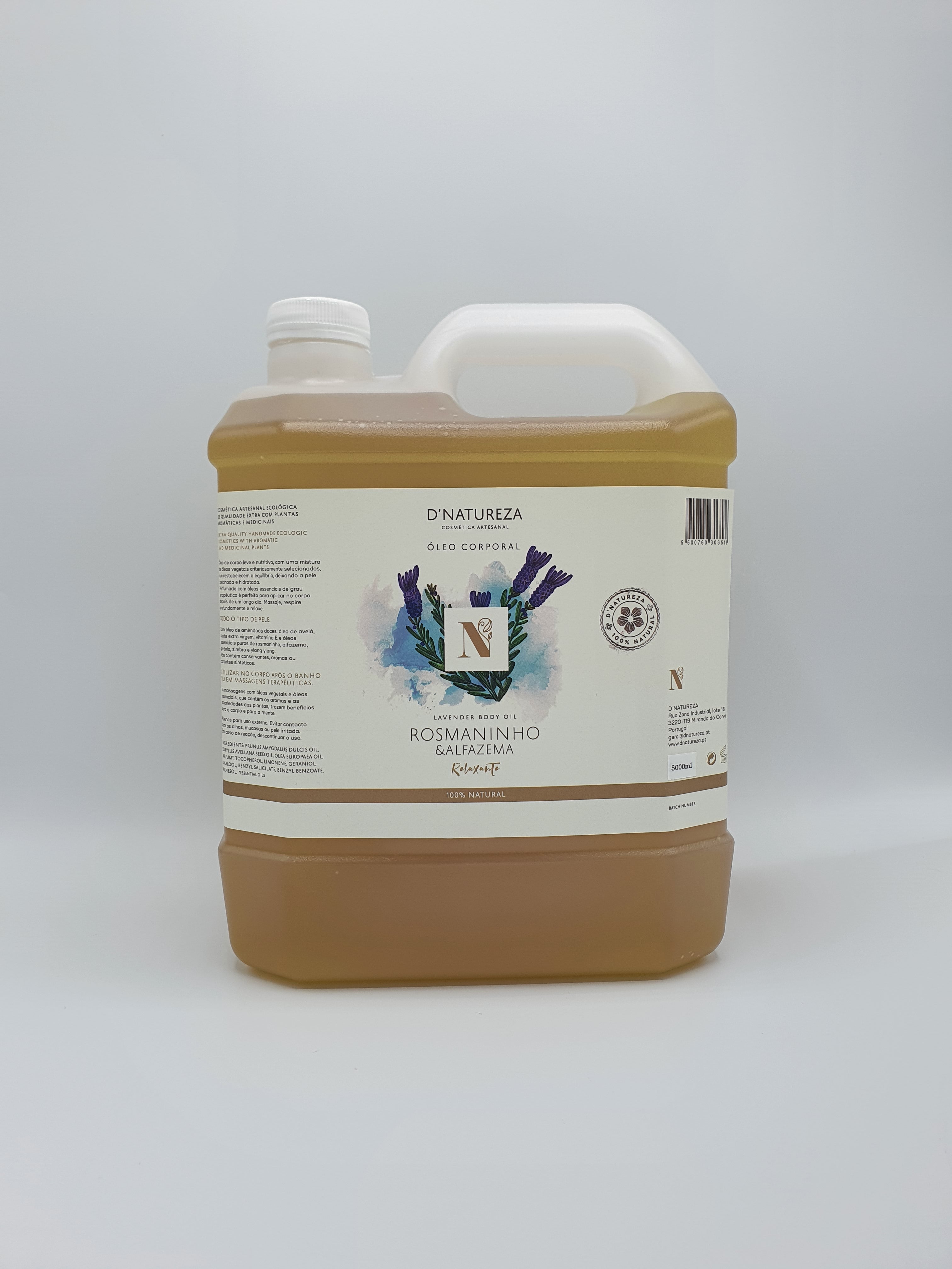 Óleo corporal de rosmaninho & alfazema 100ml, 500ml e 5L