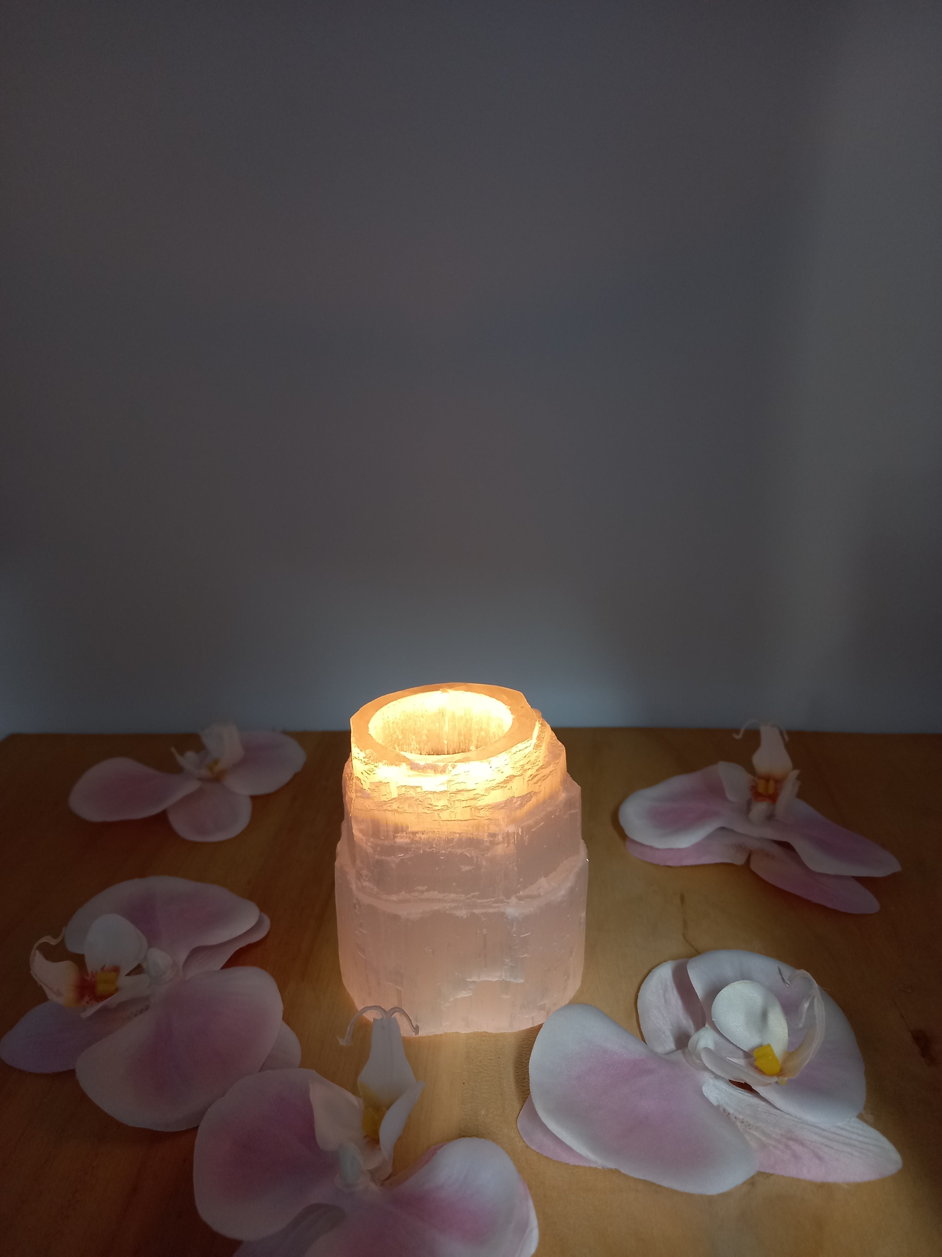 Suporte de vela selenite topo de montanha