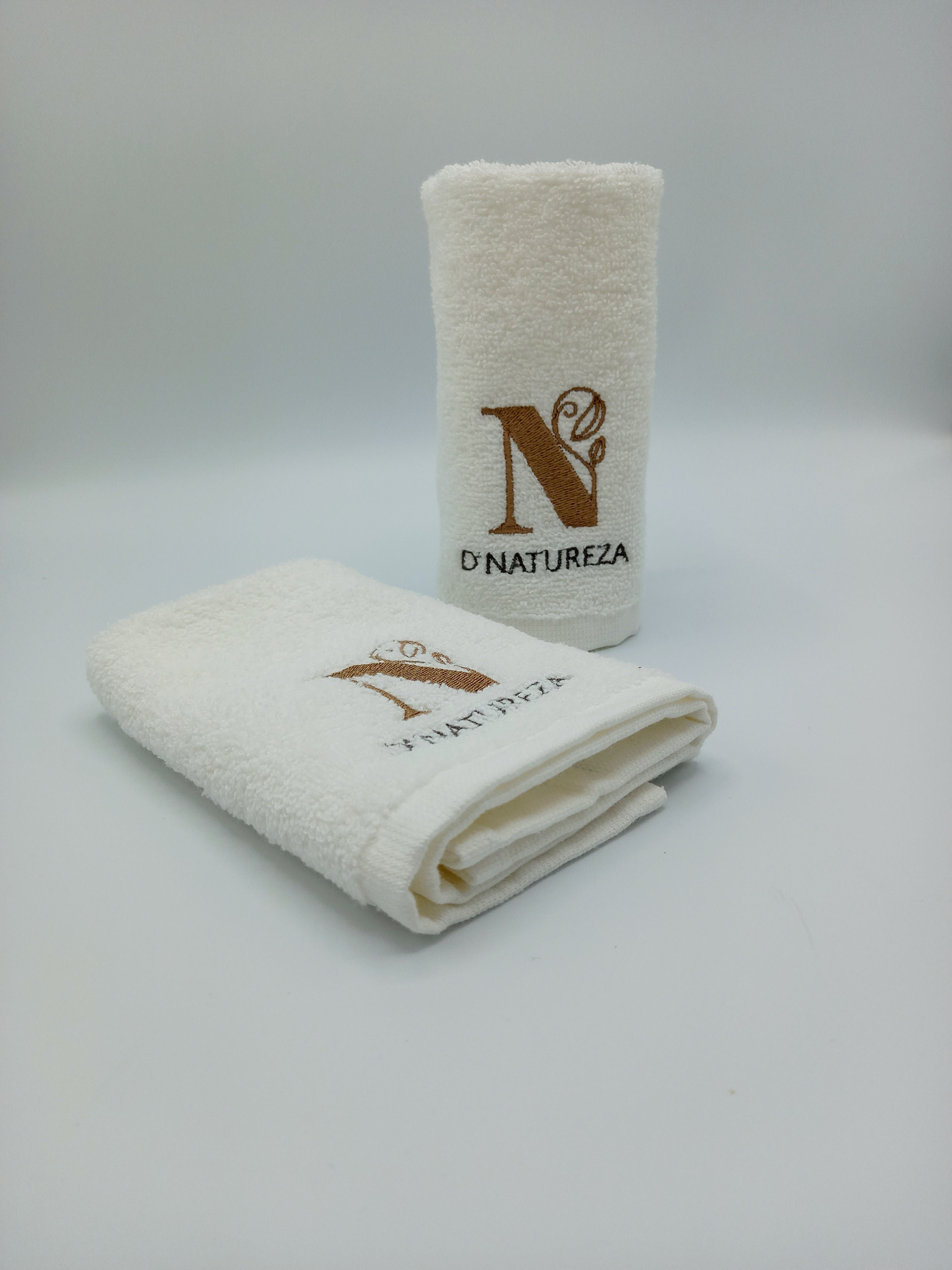 Conjunto 2 toalhas turcas 30 x 30 c/logo D'NATUREZA