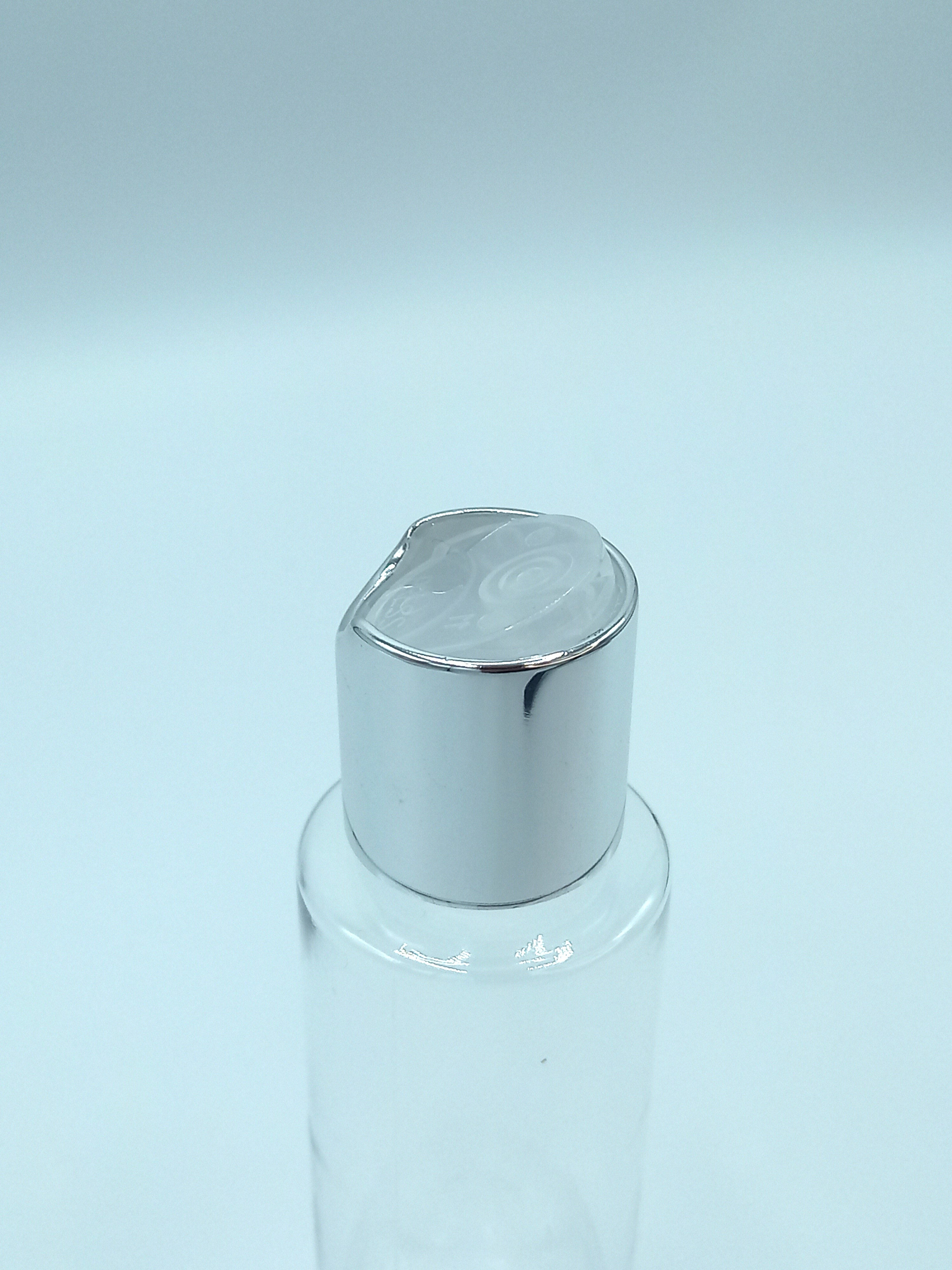 Frasco PET 100ml transparente c/ tampa prateada