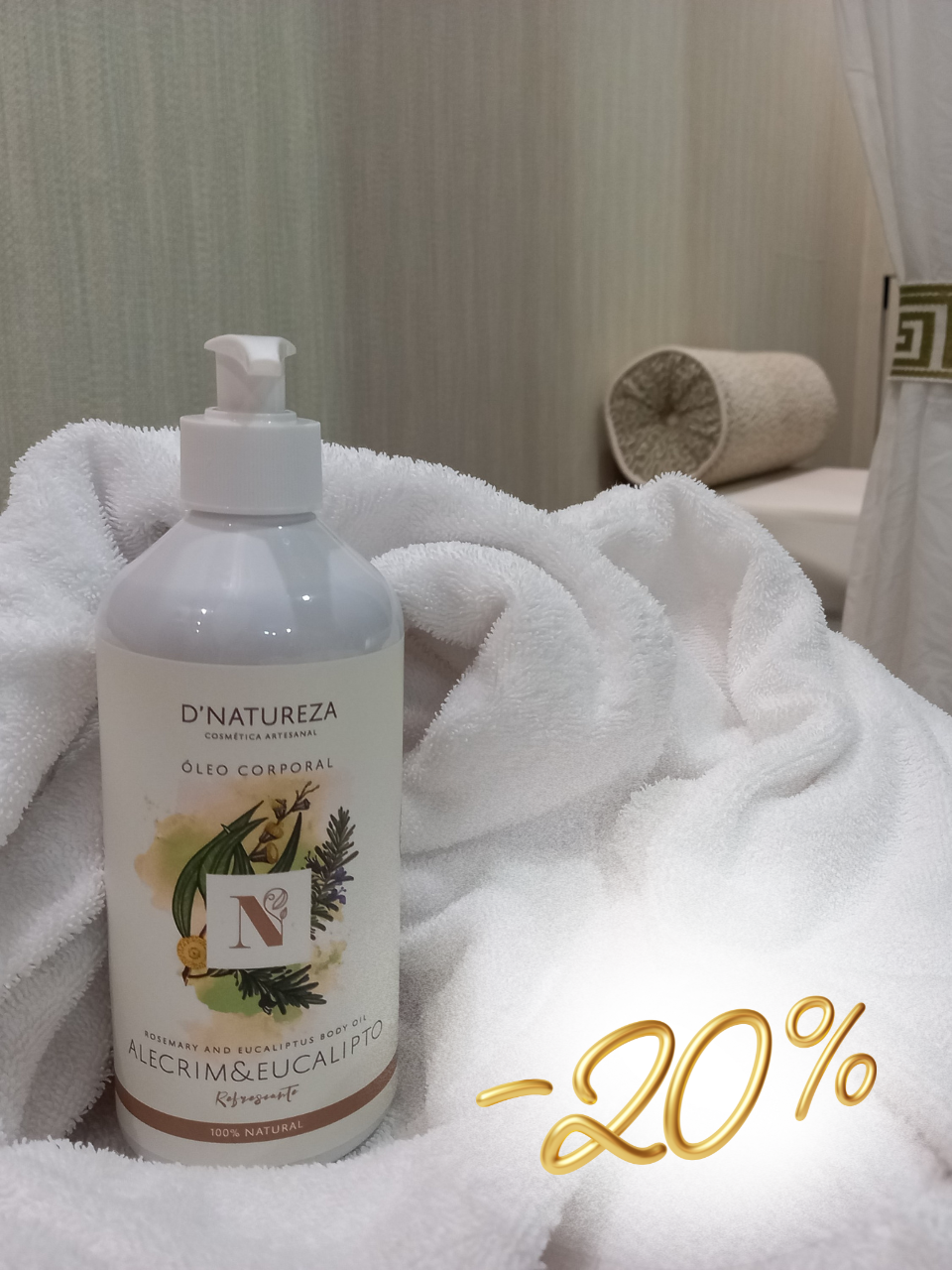 Óleo corporal de alecrim & eucalipto 100ml, 500ml, 3L e 5L