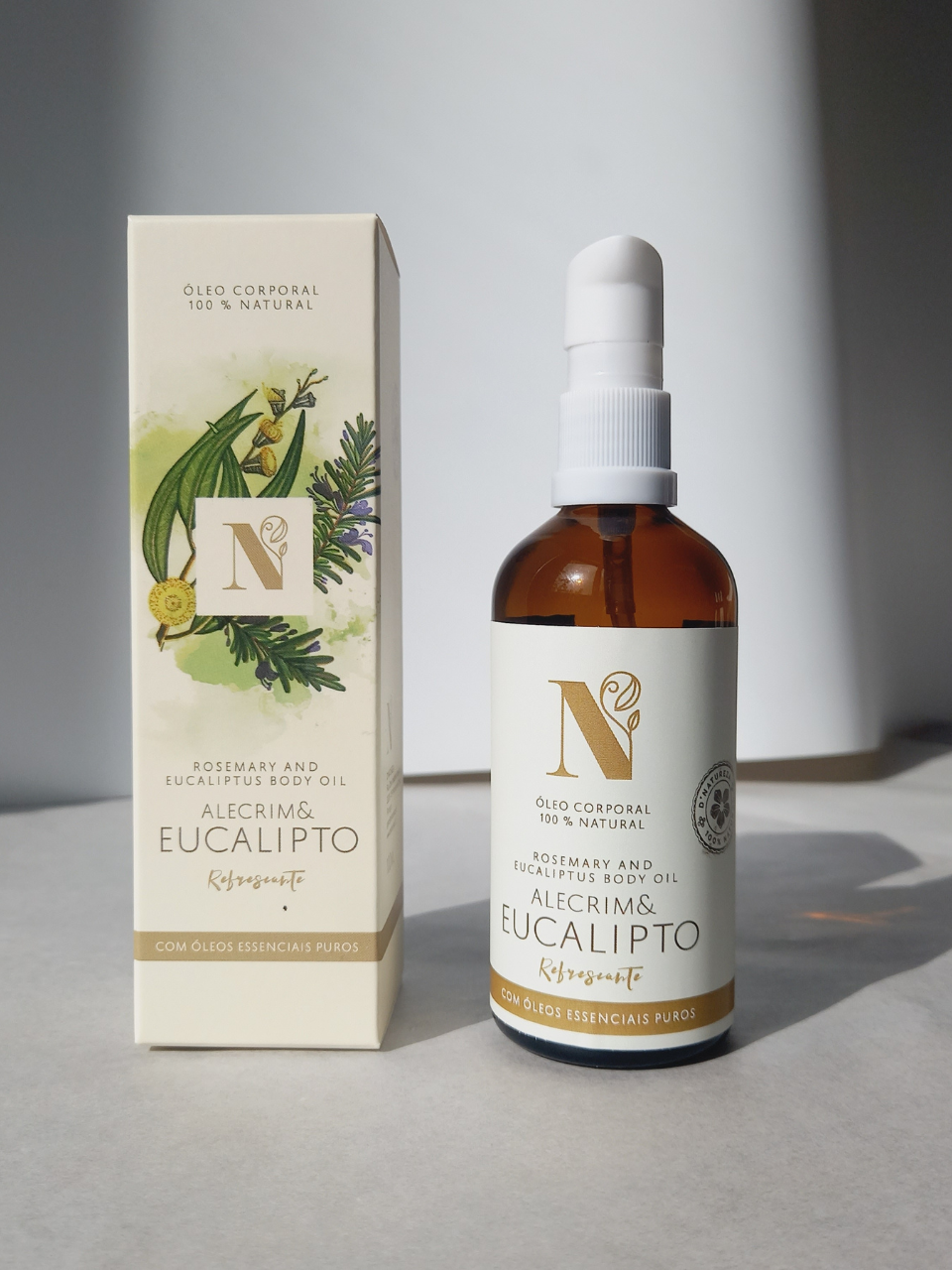 Óleo corporal de alecrim & eucalipto 100ml, 500ml, 3L e 5L