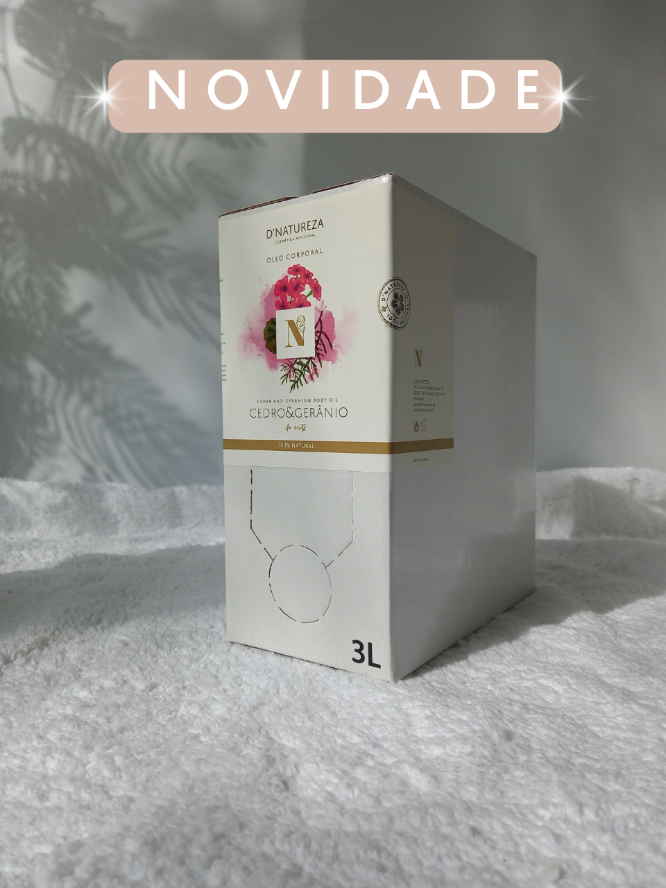 Óleo corporal de cedro e gerânio (No Nuts) 100ml, 500ml, 3L e 5L