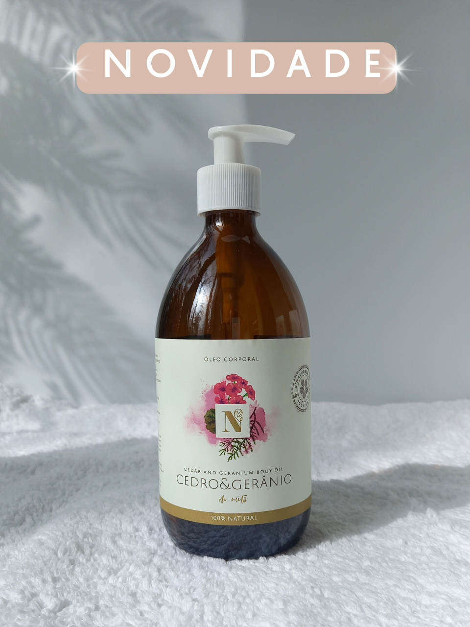 Óleo corporal de cedro e gerânio (No Nuts) 100ml, 500ml, 3L e 5L